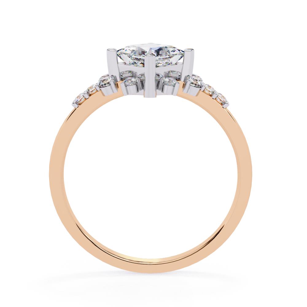 Princess Cut Diamond Floral Cluster Ring in Gold