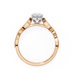 Rose Gold ring with a solitaire diamond on a white background