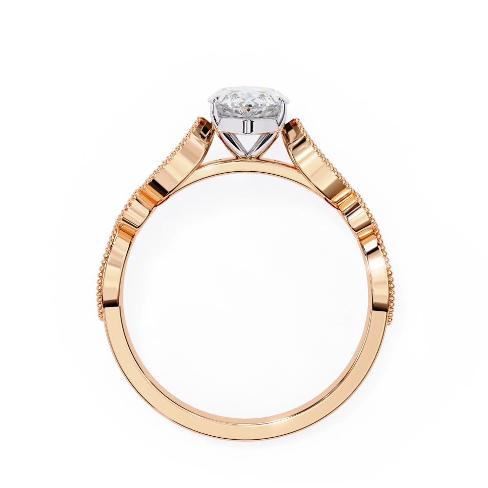 Rose Gold ring with a solitaire diamond on a white background