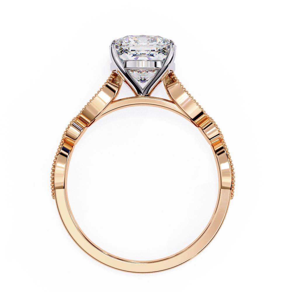 Rose Gold ring with a solitaire diamond on a white background