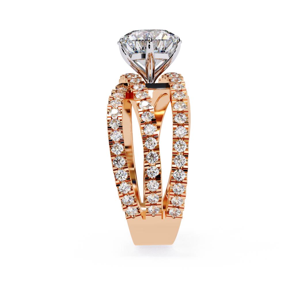 Luxury rose gold criss-cross diamond engagement ring