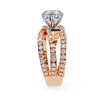 Luxury rose gold criss-cross diamond engagement ring