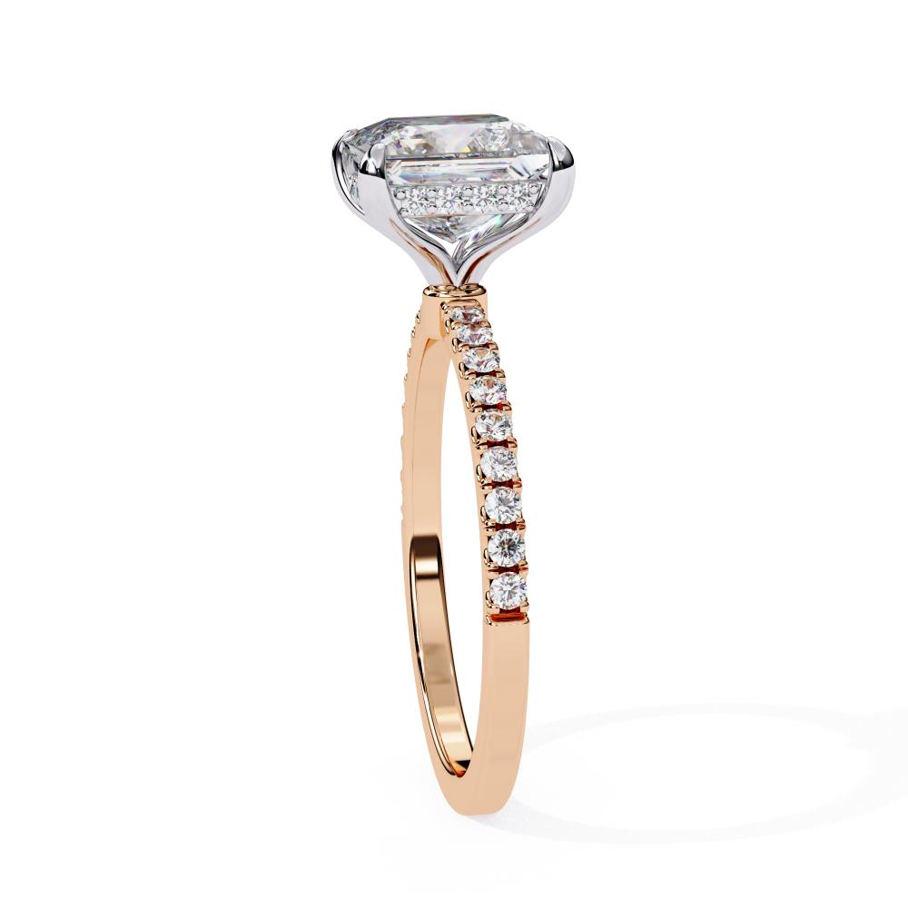 Princess Cut Diamond Pavé Engagement Ring in Gold