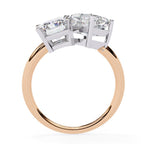 Radiant and Asscher two-stone diamond engagement ring in Australia