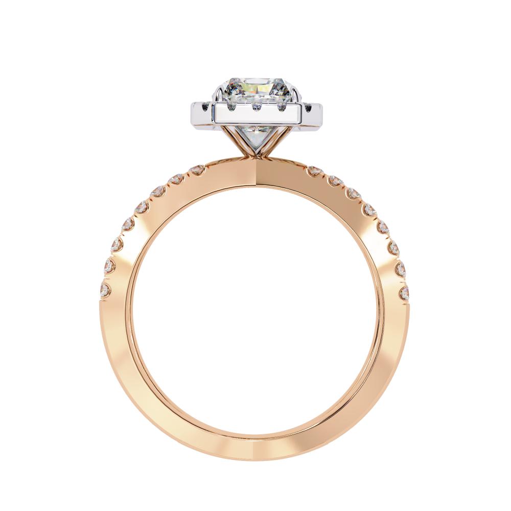 The Emerald Halo Crossover Engagement Ring in Gold