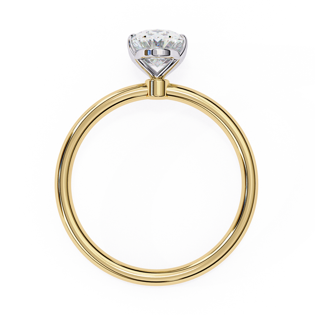 Solitaire diamond ring with Oval cut and polished gold finish