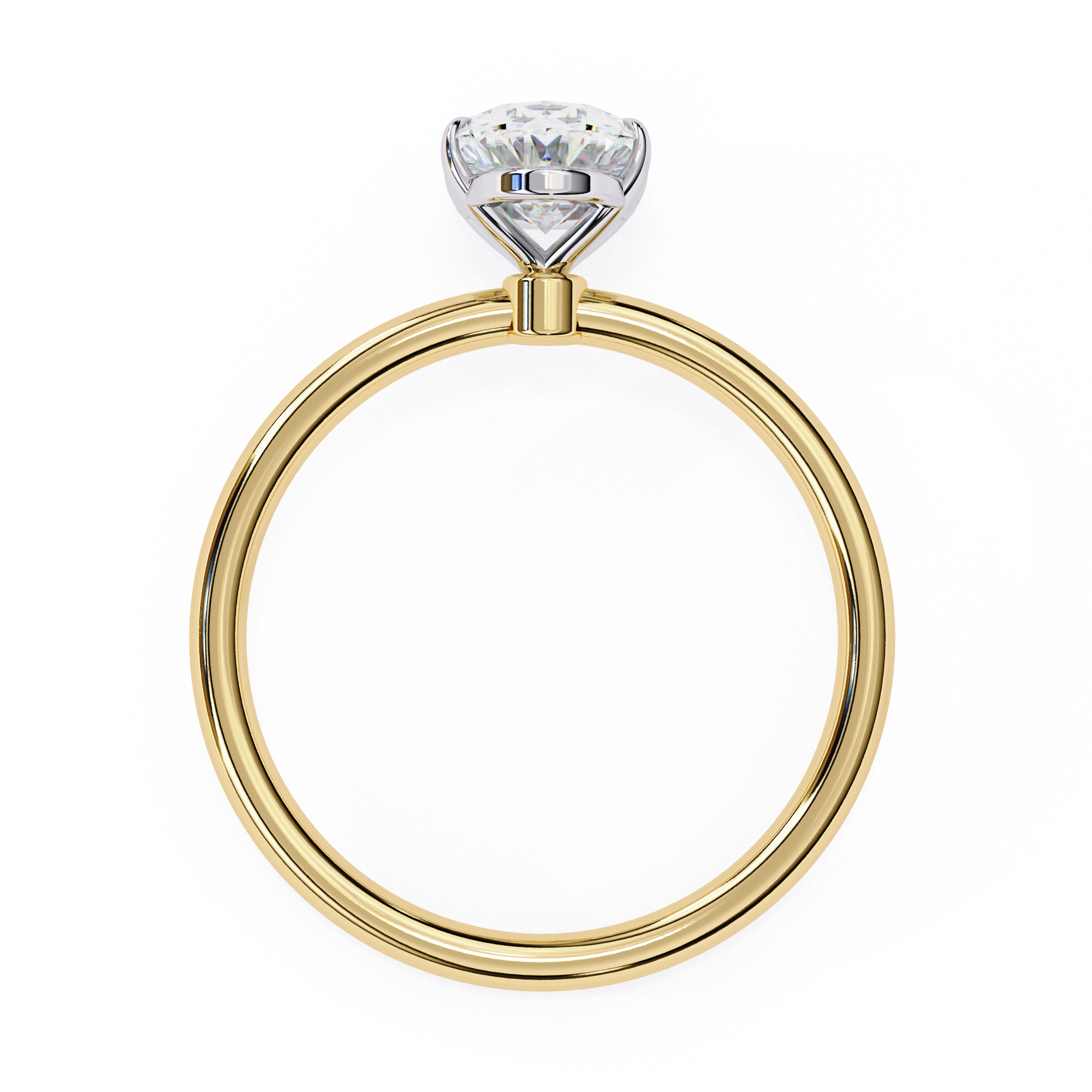 Solitaire diamond ring with Oval cut and polished gold finish