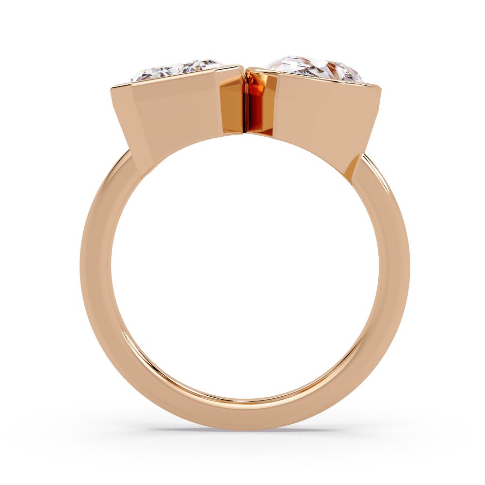 Modern rose gold bezel Toi et Moi ring