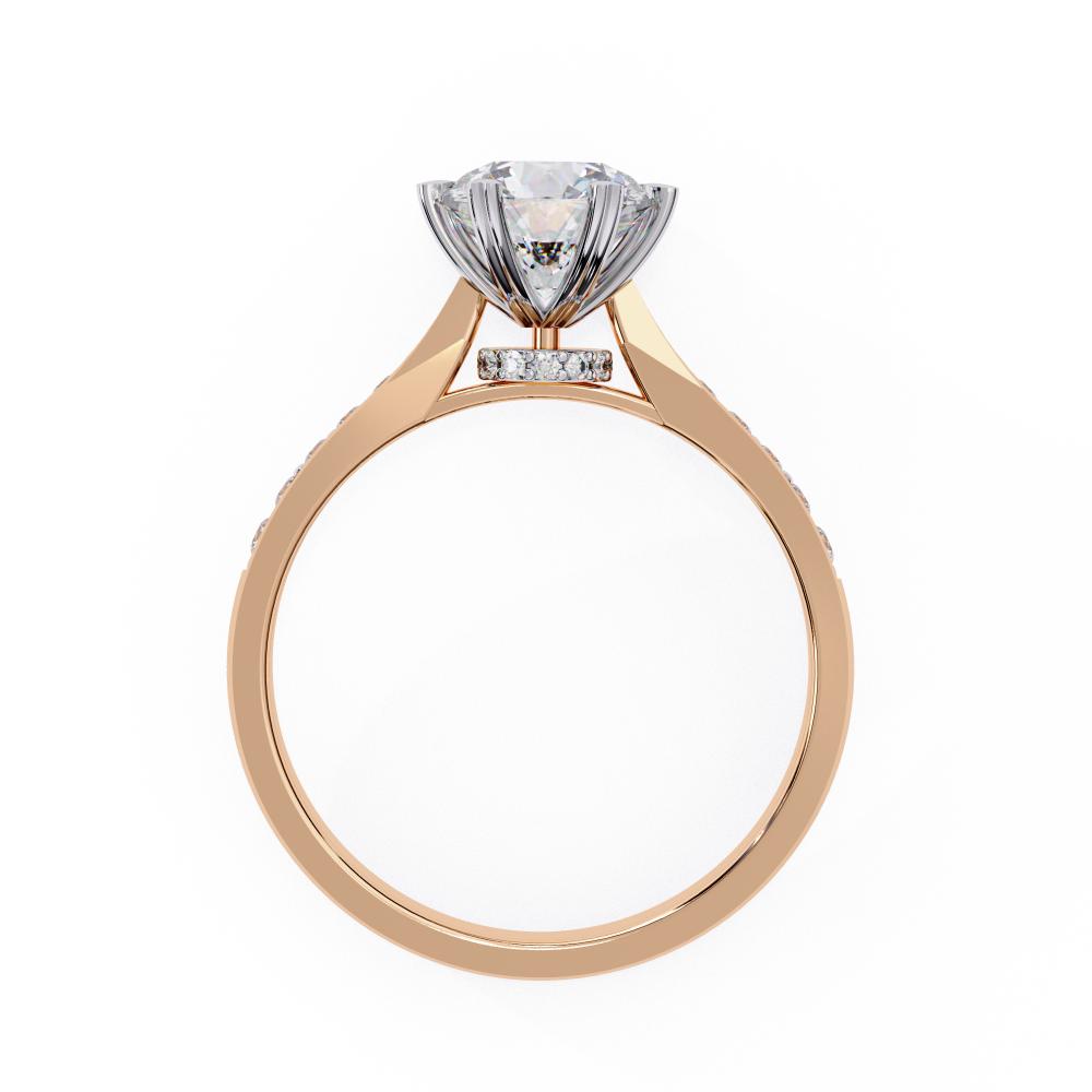 Round Cut Diamond Pavé Engagement Ring in Gold