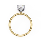 Solitaire diamond ring with cushion cut and polished gold finish