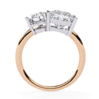Two-stone rose gold diamond engagement ring