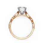 Rose Gold ring with a solitaire diamond on a white background