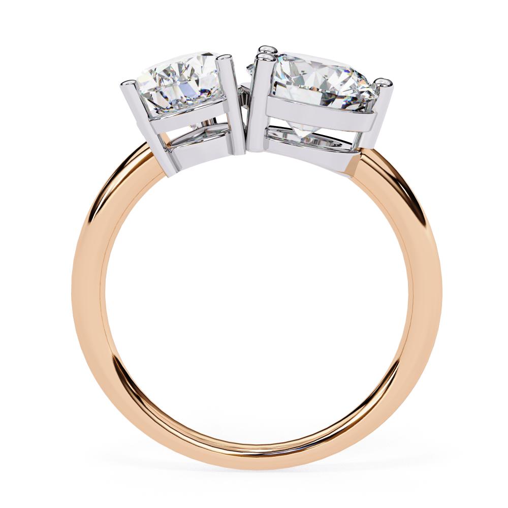Two-stone rose gold diamond engagement ring