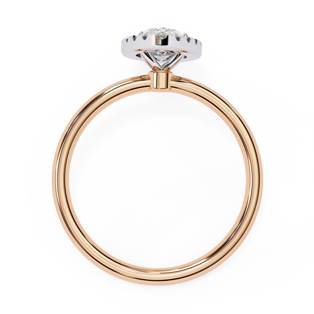 Marquise-Cut Diamond with Round Brilliant Halo Ring in Gold