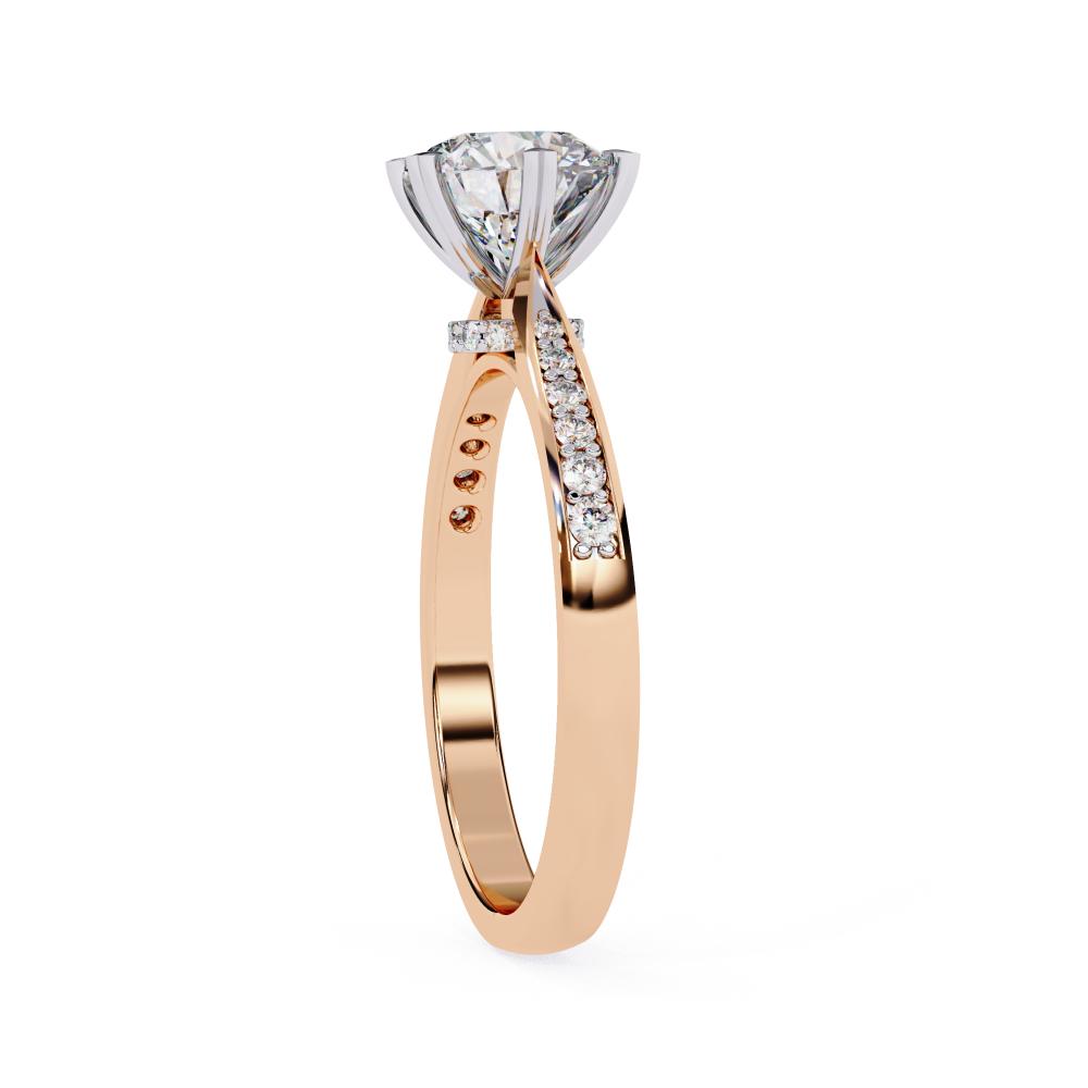 Round Cut Diamond Pavé Engagement Ring in Gold