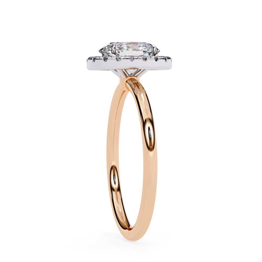 Oval-Cut Diamond with Round Brilliant Halo Ring in Gold