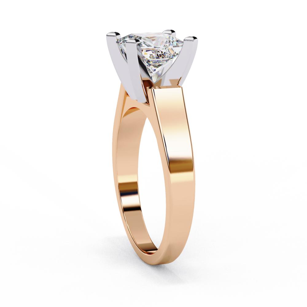 Tapered Band Princess Solitaire Engagement Ring in Gold