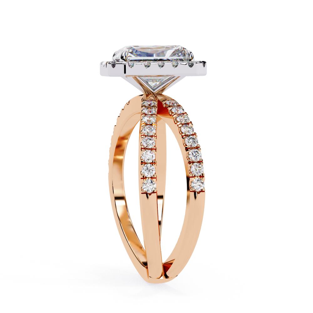 Elegant rose gold engagement ring with emerald diamond