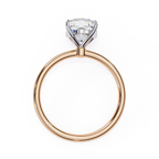 Solitaire diamond ring with cushion cut and polished rose gold finish