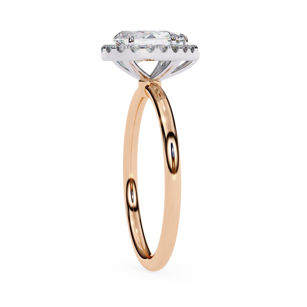 Pear-Cut Diamond with Round Brilliant Halo Ring in Gold