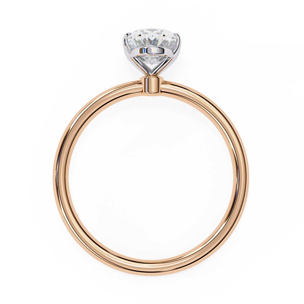Solitaire diamond ring with Oval cut and polished rose gold finish
