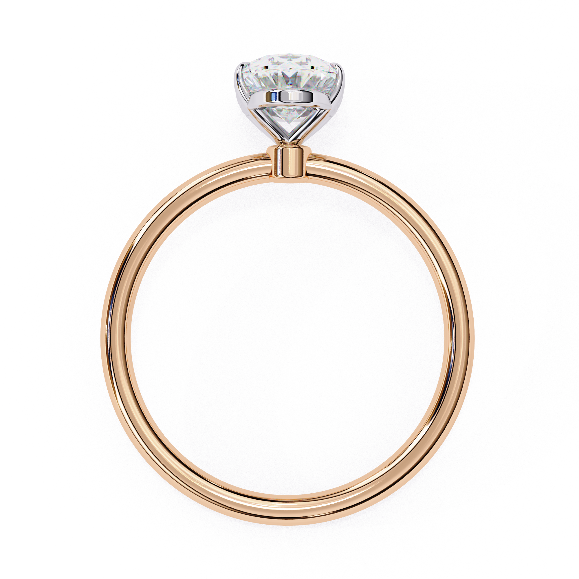 Solitaire diamond ring with Oval cut and polished rose gold finish
