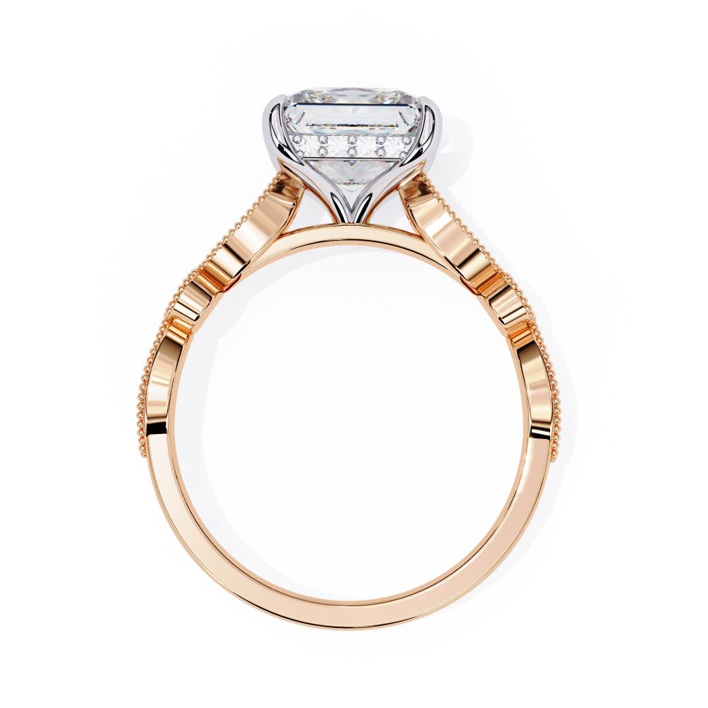 Rose Gold ring with a solitaire diamond on a white background