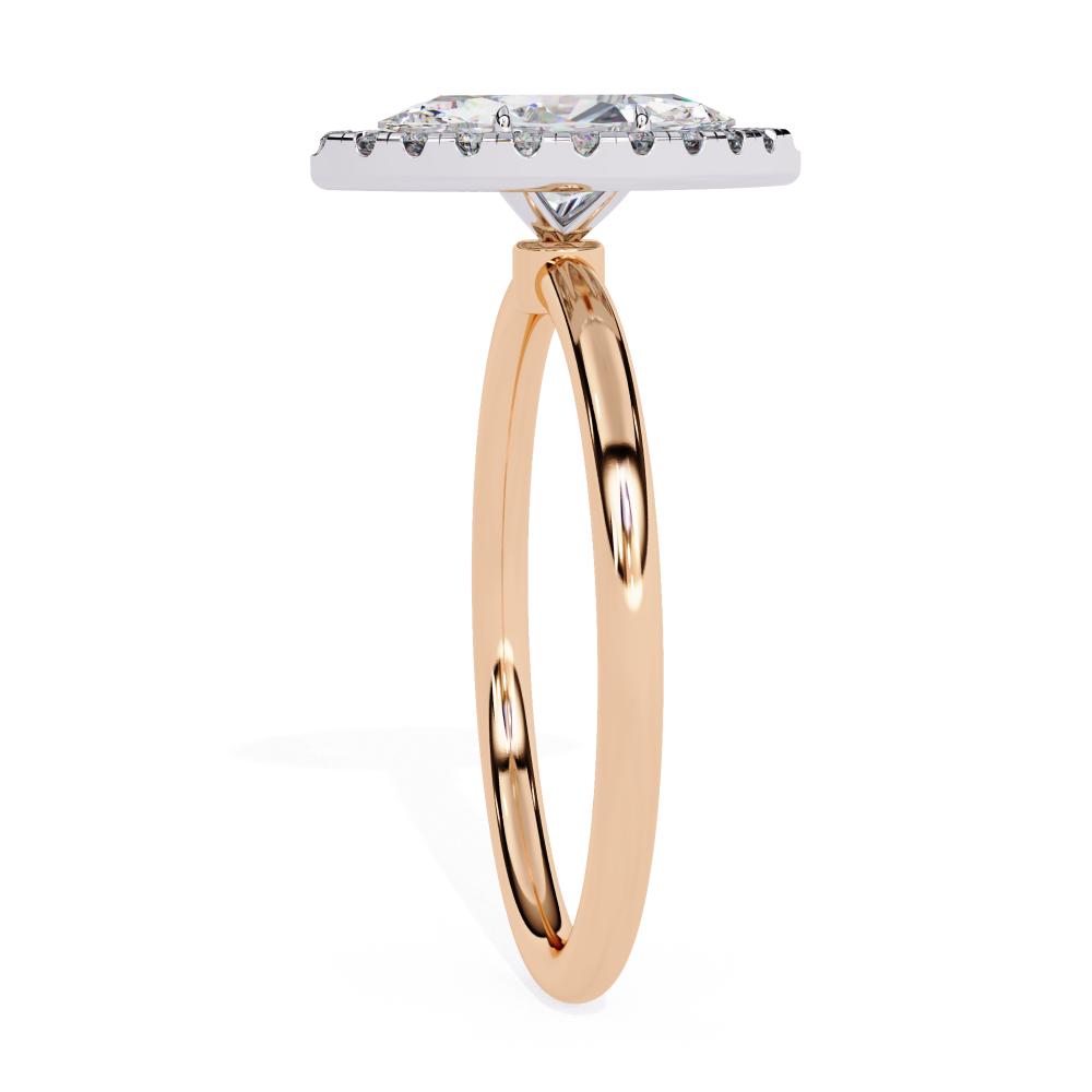 Marquise-Cut Diamond with Round Brilliant Halo Ring in Gold