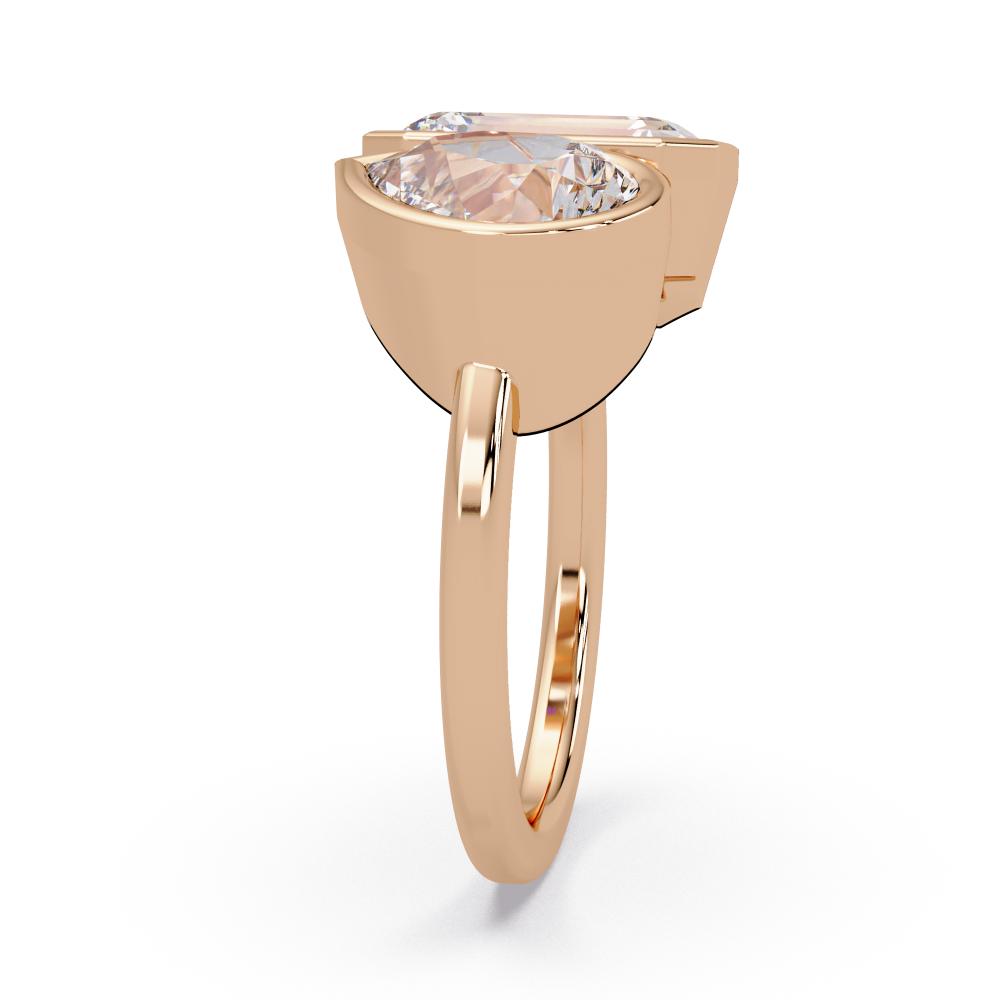Rose Gold ring with 2 diamonds on a white background