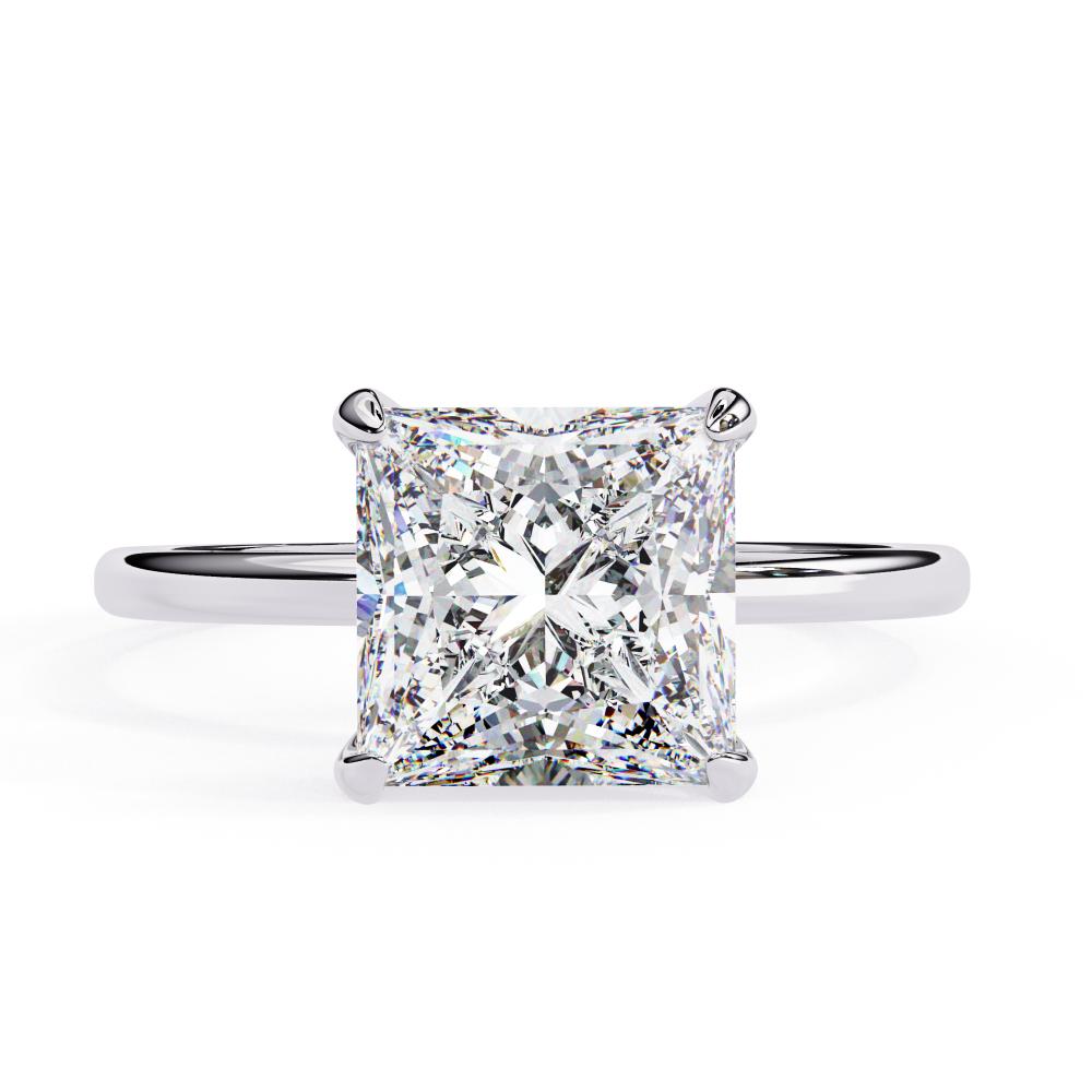 Princess Cut Diamond Solitaire Engagement Ring in White Gold