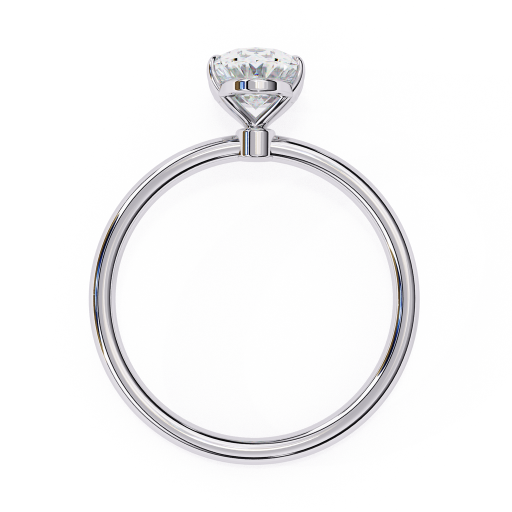 Solitaire diamond ring with Oval cut and polished white gold finish