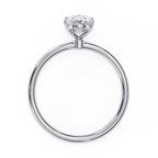 Solitaire diamond ring with Oval cut and polished white gold finish