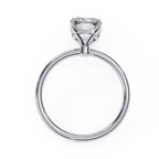 Solitaire diamond ring with Emerald cut and polished white gold finish