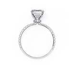 Classic Emerald diamond ring with sparkling pavé shoulders
