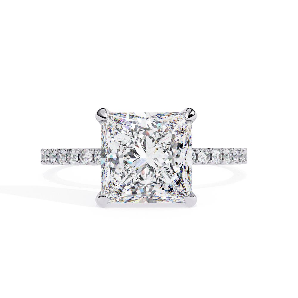 Princess Cut Diamond Engagement Ring Two-Tone in White Gold
