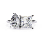 Pear and Princess Cut Two-Stone Diamond Ring in White Gold