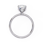 Solitaire diamond ring with cushion cut and polished white gold finish