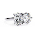 Oval and Round Shape Two-Stone Diamond Ring in White Gold