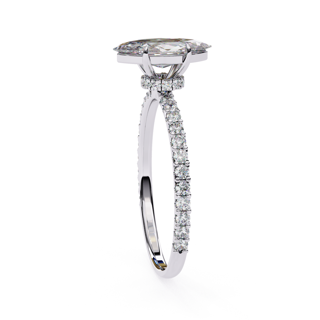 Luxury yet affordable lab diamond engagement ring in White gold
