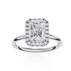 Luxury Radiant cut diamond halo engagement ring