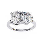 White Gold engagement ring with oval and round lab grown diamonds