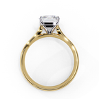 Solitaire diamond ring with Emerald cut and polished gold finish