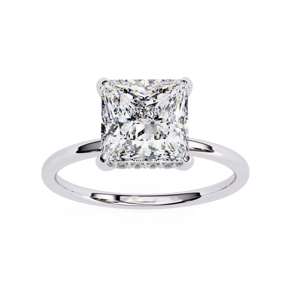 Square princess cut diamond solitaire ring white gold
