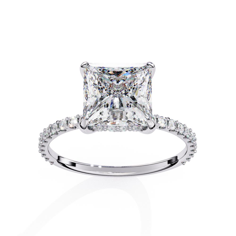 Luxury two tone white gold princess diamond ring