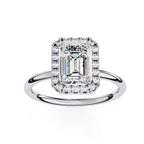 Luxury emerald cut diamond halo engagement ring