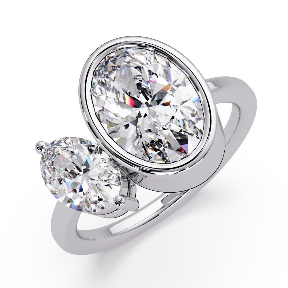 Modern oval-cut Toi et Moi diamond ring in rose gold