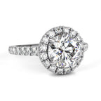 Luxury white gold round diamond halo engagement ring