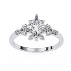 Floral princess cut diamond engagemennt ring for women