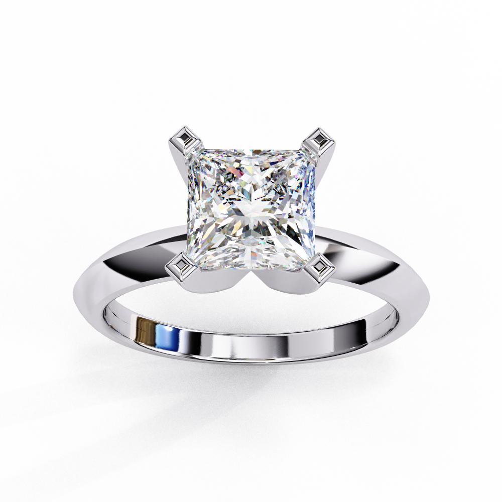Princess Cut Solitaire Diamond Engagement Ring in White Gold