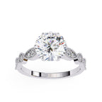 White Gold solitaire ring with lab-grown round diamond – Milgrain Cathedral design